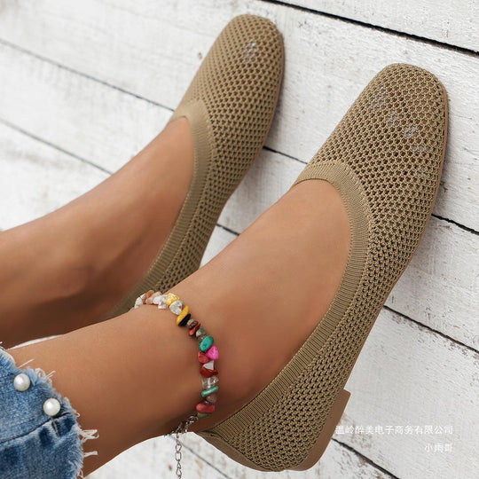 Damen Atmungsaktive Ballerinas mit modernem Lochdesign EB