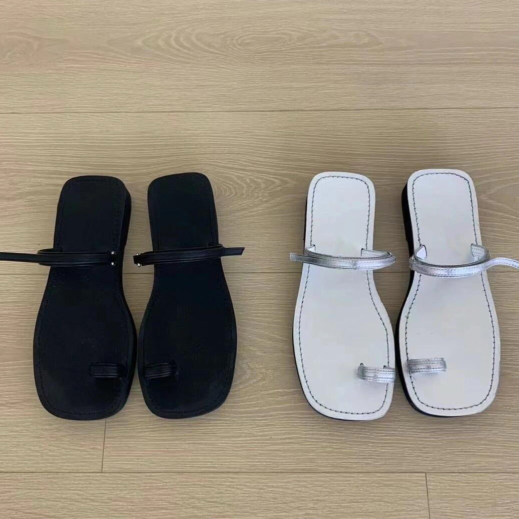 Damen Designer Zehentrenner-Sandalen mit modischem Metallic-Design und komfortablem Fußbett EB