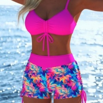 Damen modischer Bikini-Set mit Schößchen und verstellbarem Träger EB