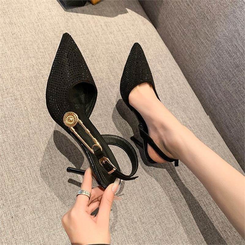 Damen Slingback High Heels mit elegantem Metallakzent EB