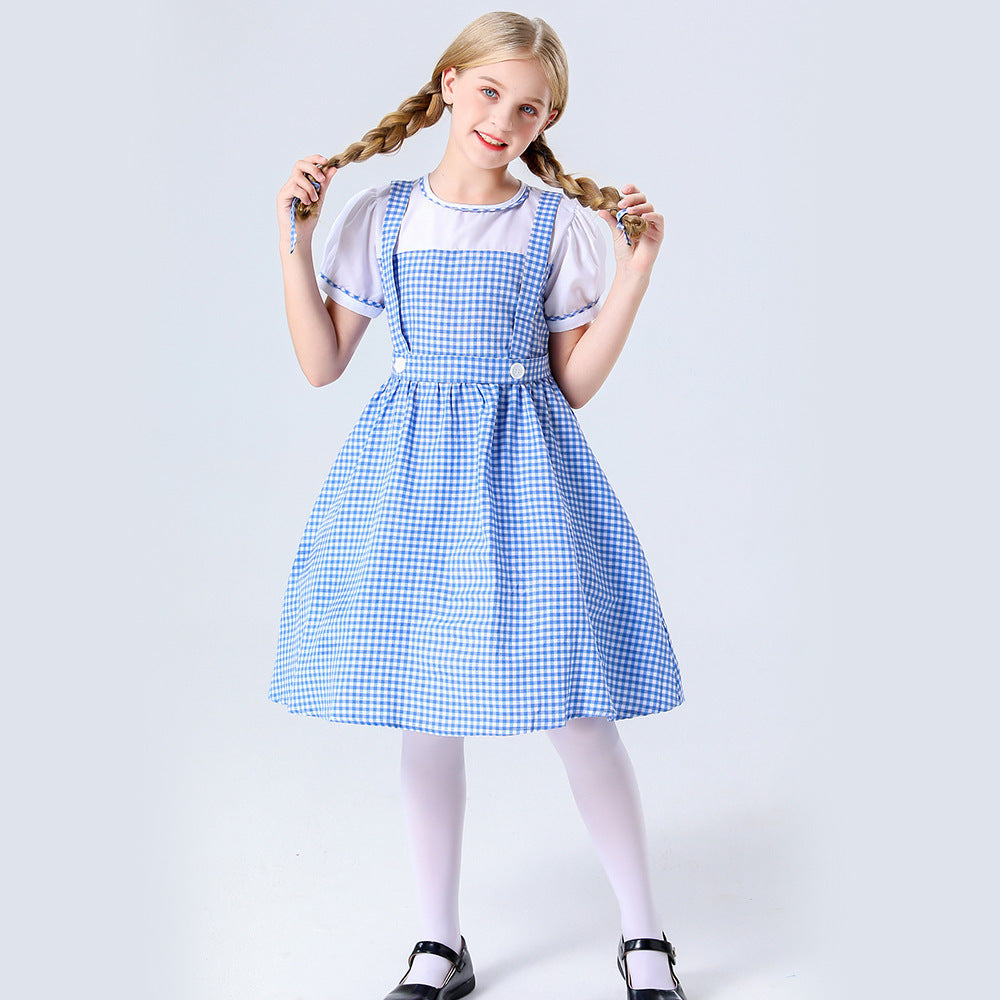 Damen Trachtenkleid mit romantischen Karomustern und schicken Knopfdetails EB