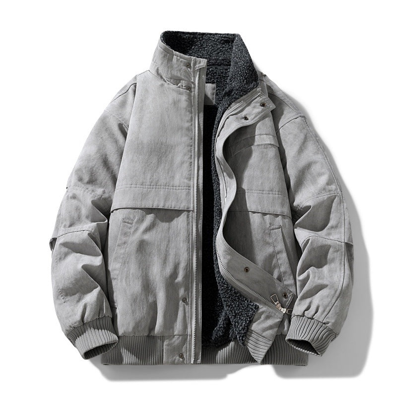 Herren gefütterte Winterjacke mit Teddyfutter, winddichter Außenhülle und bomber-inspirierter Passform EB