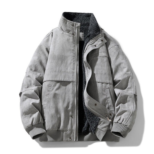 Herren gefütterte Winterjacke mit Teddyfutter, winddichter Außenhülle und bomber-inspirierter Passform EB