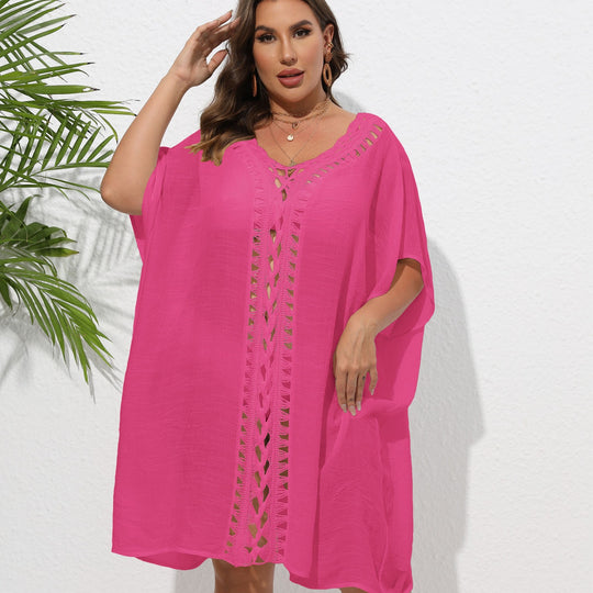 Damen Luftiger Strandkimono mit dekorativer Häkelspitze EB