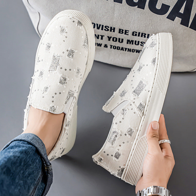 Damen elegante Slip-On Sneakers mit modischem Glitzerdesign EB