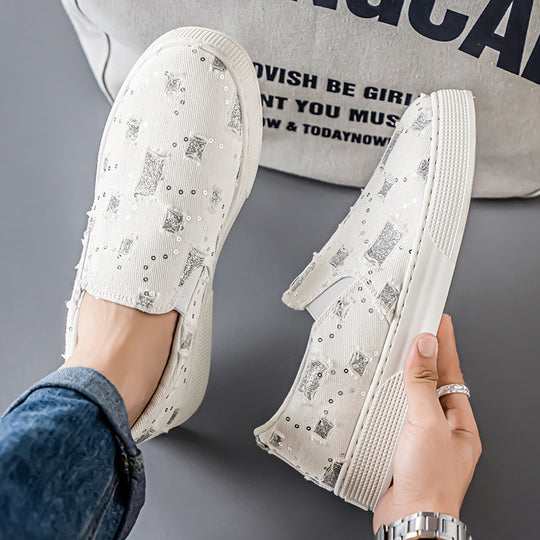 Damen elegante Slip-On Sneakers mit modischem Glitzerdesign EB