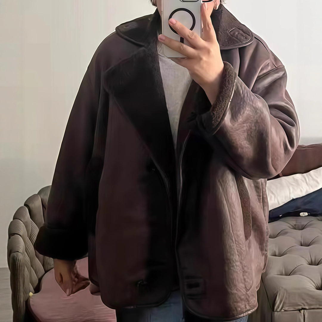 Damen elegante Oversized-Jacke mit weichem Futter und raffinierter Struktur EB