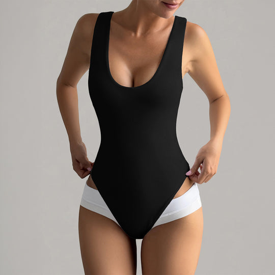 Damen Sport-Badeanzug mit tiefem V-Ausschnitt und hohen Beinausschnitten EB