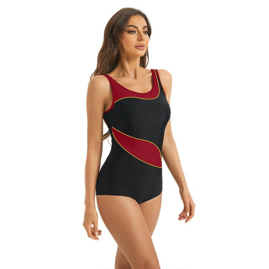 Damen Sportlicher Einteiler Badeanzug mit modernem Farbdesign EB