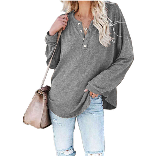 Damen Langarmshirt mit Knopfdetail und lässigem Schnitt EB
