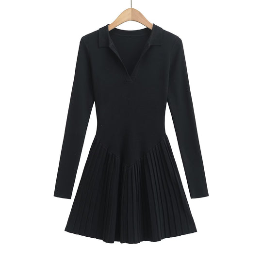 Damen langärmliges Plisseekleid EB