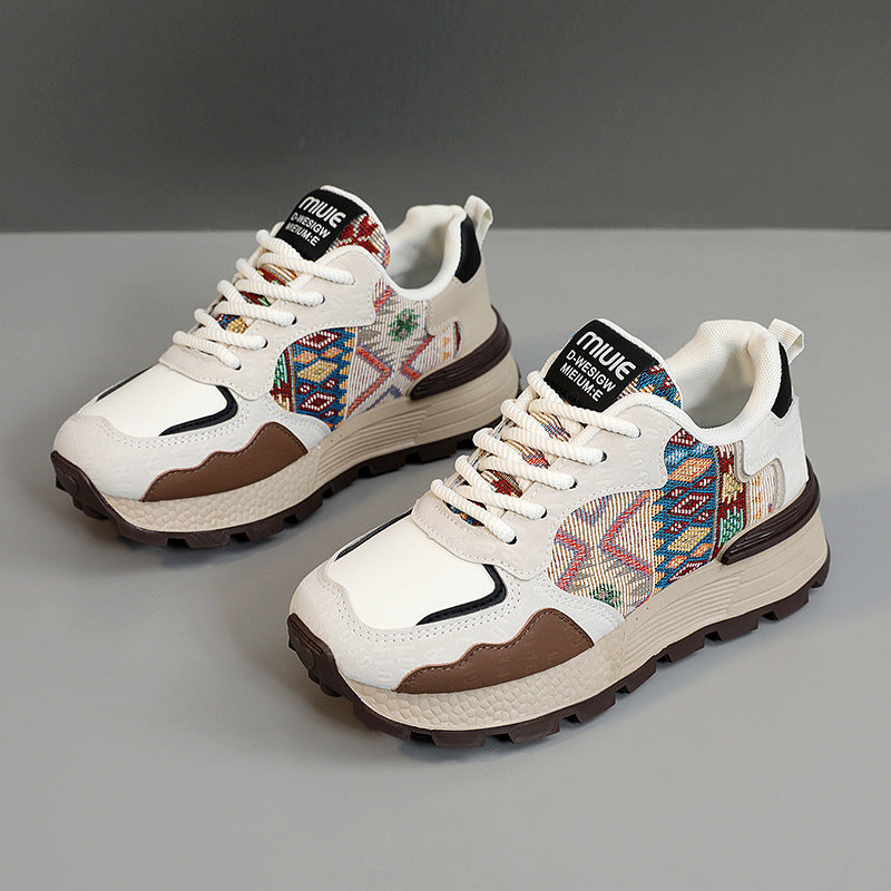 Damen Sportliche Sneakers mit farbenfrohem Ethno-Muster und rutschfester Sohle EB
