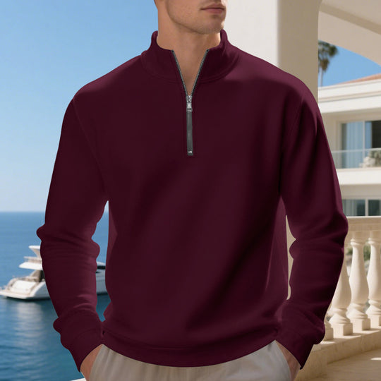 Herren sportlicher Sweatshirt mit modernem Stehkragen und Reißverschluss EB