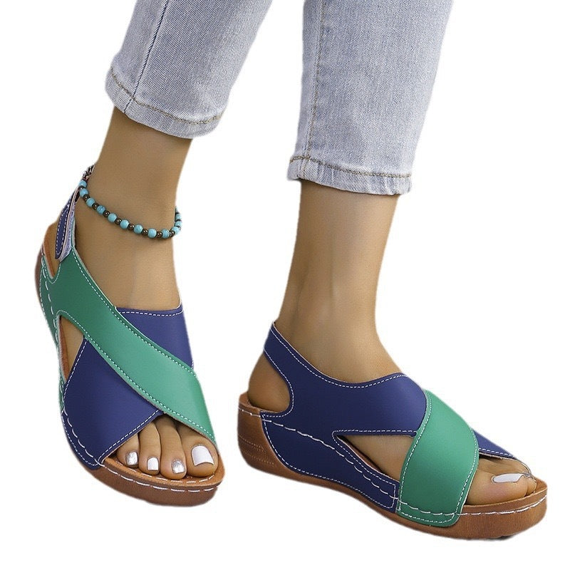 Damen Klimatisierte Sandalen mit offenem Zehenbereich und elastischem Riemendesign EB