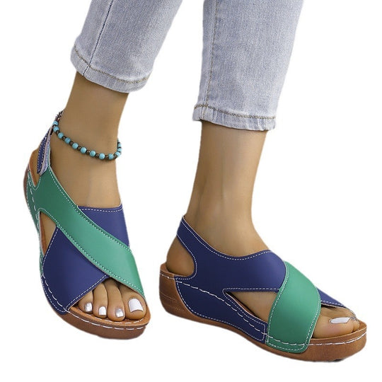 Damen Klimatisierte Sandalen mit offenem Zehenbereich und elastischem Riemendesign EB