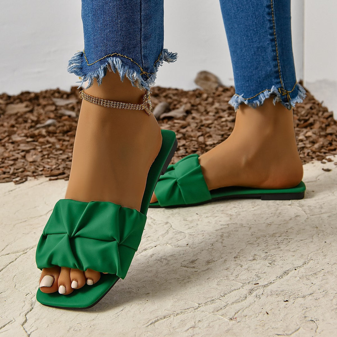 Damen Modische und stylische Sandalen mit gefalteter Riementechnik EB