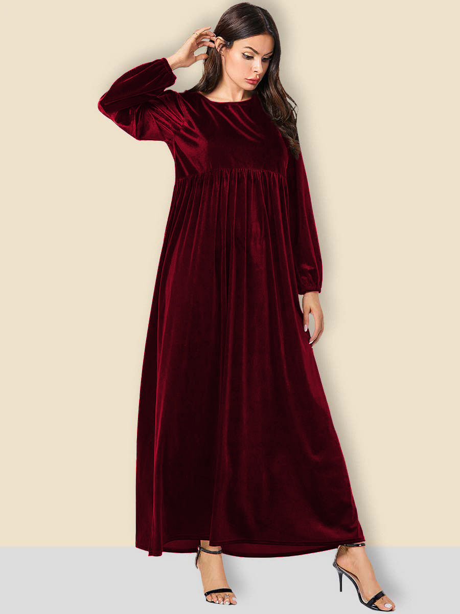 Damen Elegantes Maxikleid aus samtigem Stoff mit weitem Schnitt EB