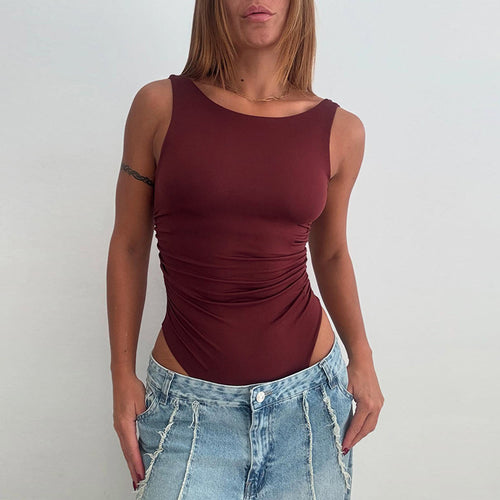 Damen figurbetontes Body mit gerafftem Design EB