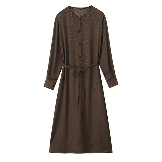 Damen Midikleid mit Knopfleiste und taillierbarem Gürtel EB
