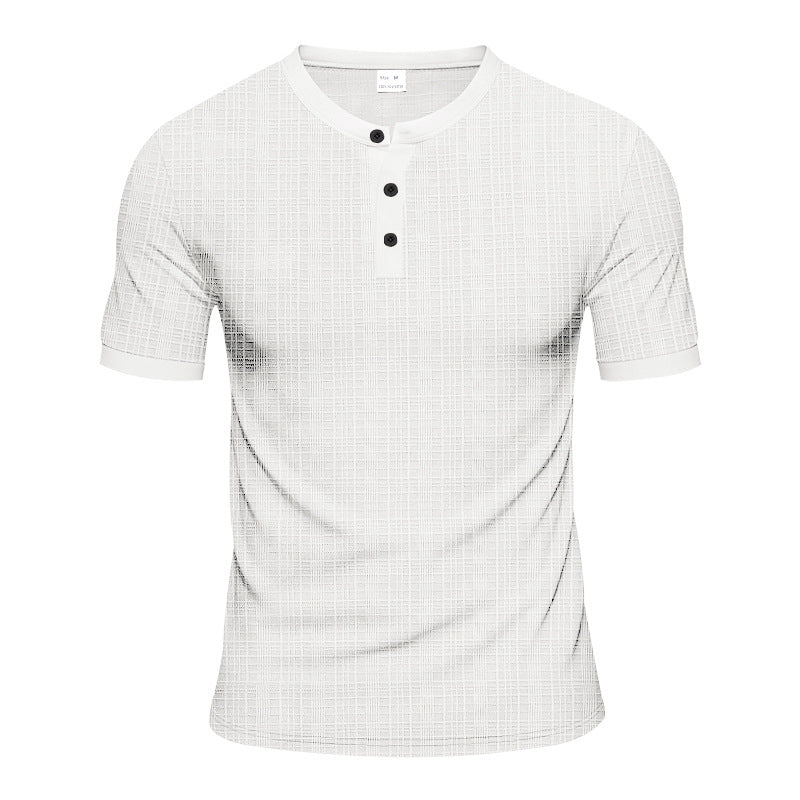 Herren Kurzarm-Henley-Shirt mit moderner Knopfleiste und subtiler Struktur EB