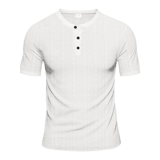 Herren Kurzarm-Henley-Shirt mit moderner Knopfleiste und subtiler Struktur EB