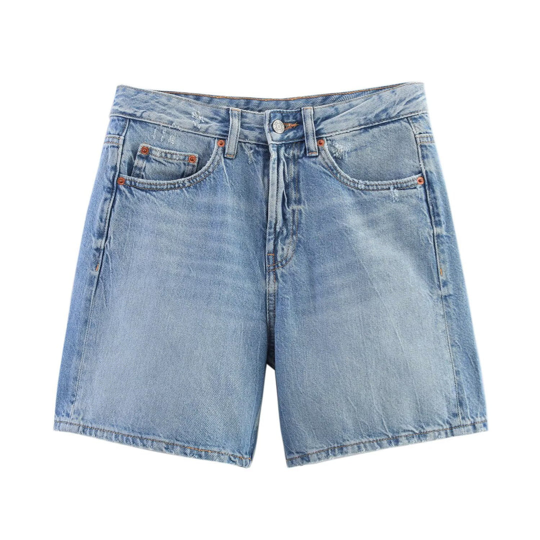 Damen Denim-Shorts im lässigen Schnitt mit hoher Taille und praktischen Taschen EB