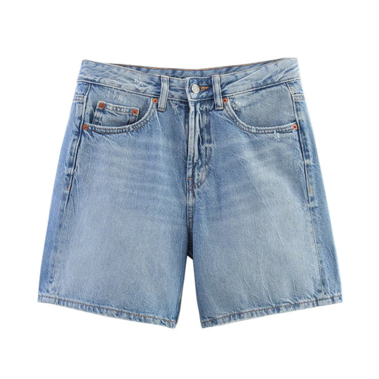 Damen Denim-Shorts im lässigen Schnitt mit hoher Taille und praktischen Taschen EB