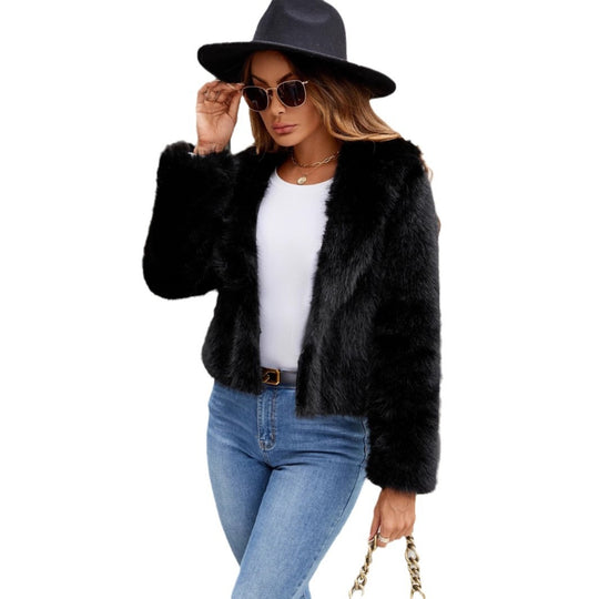 Damen Elegante und trendige Kunstpelzjacke EB
