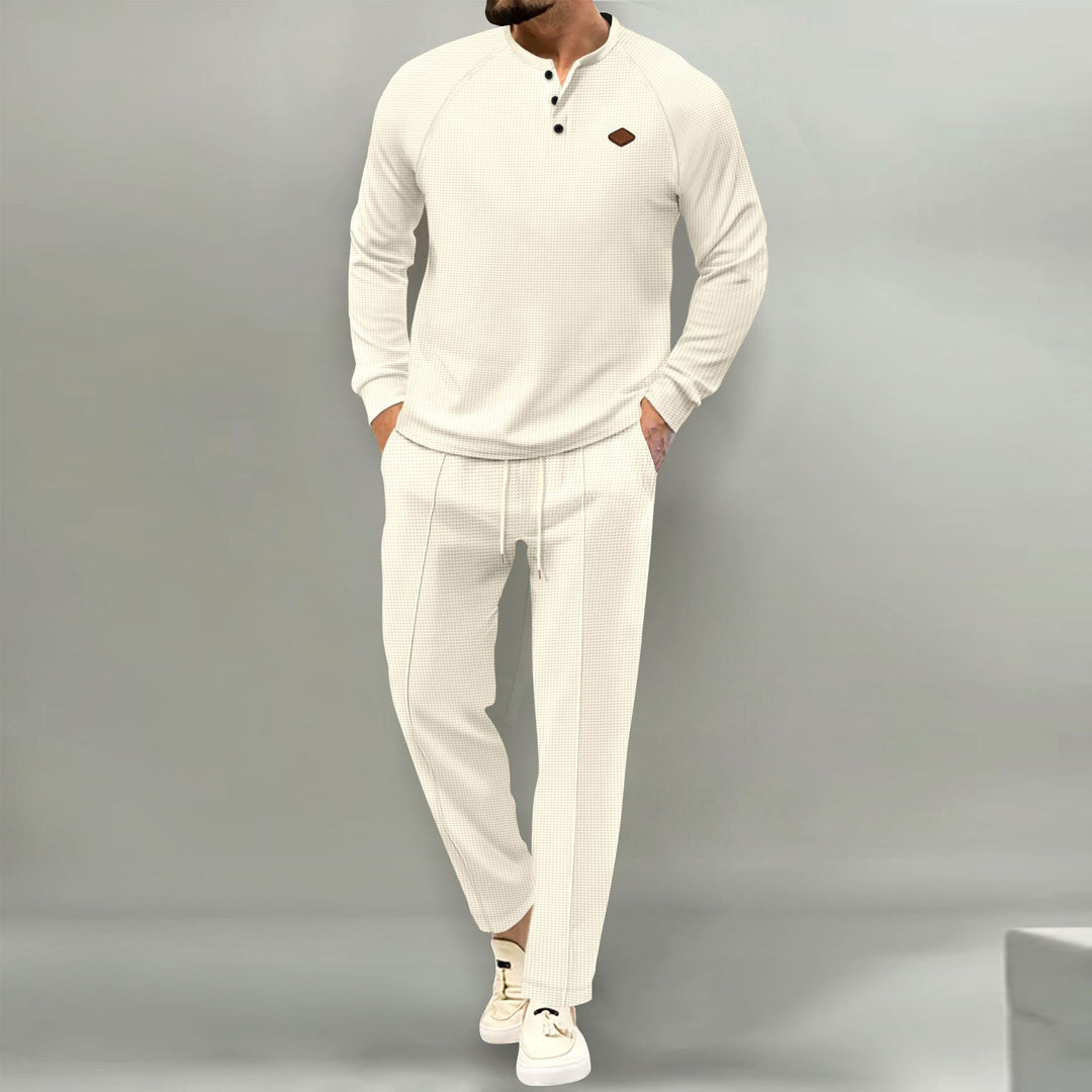 Herren hochwertiger Freizeitanzug mit Knopfleiste und eleganten Taschen EB