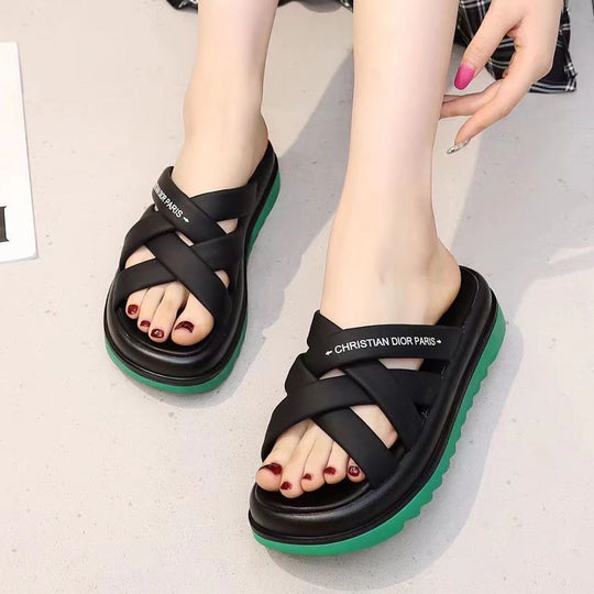 Damen Bequeme Wellness-Sandalen mit modernen Kreuz-Riemen EB