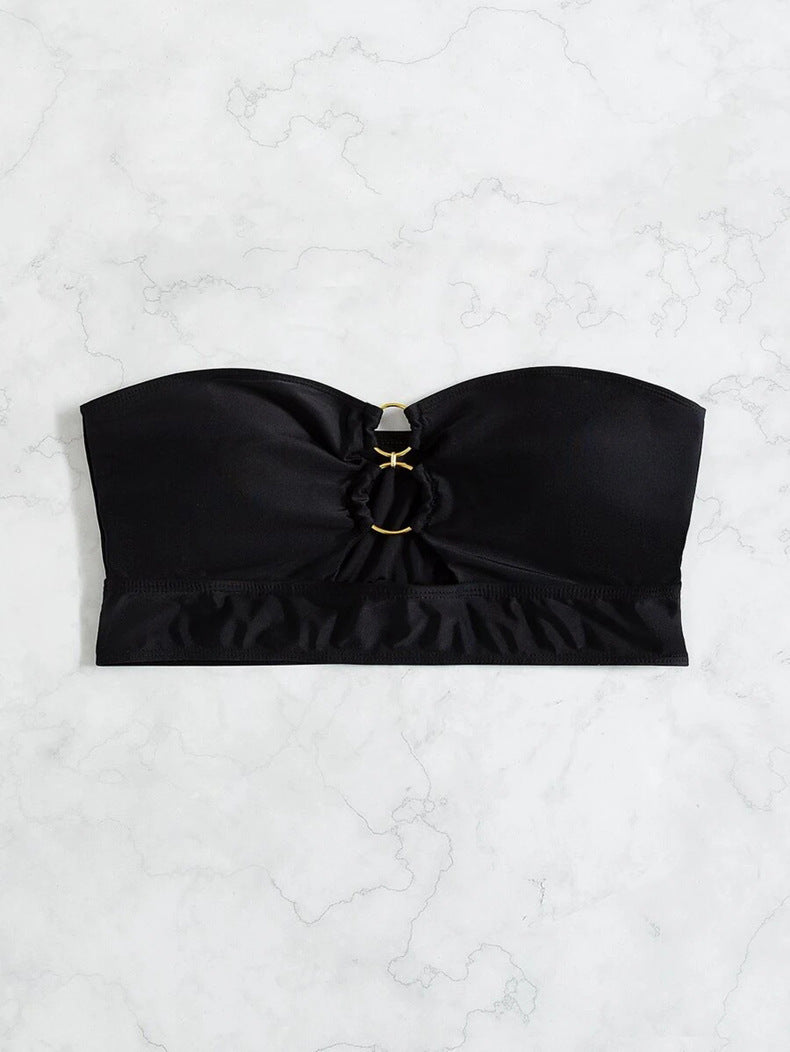 Damen Bandeau-Top mit dekorativem Ring EB