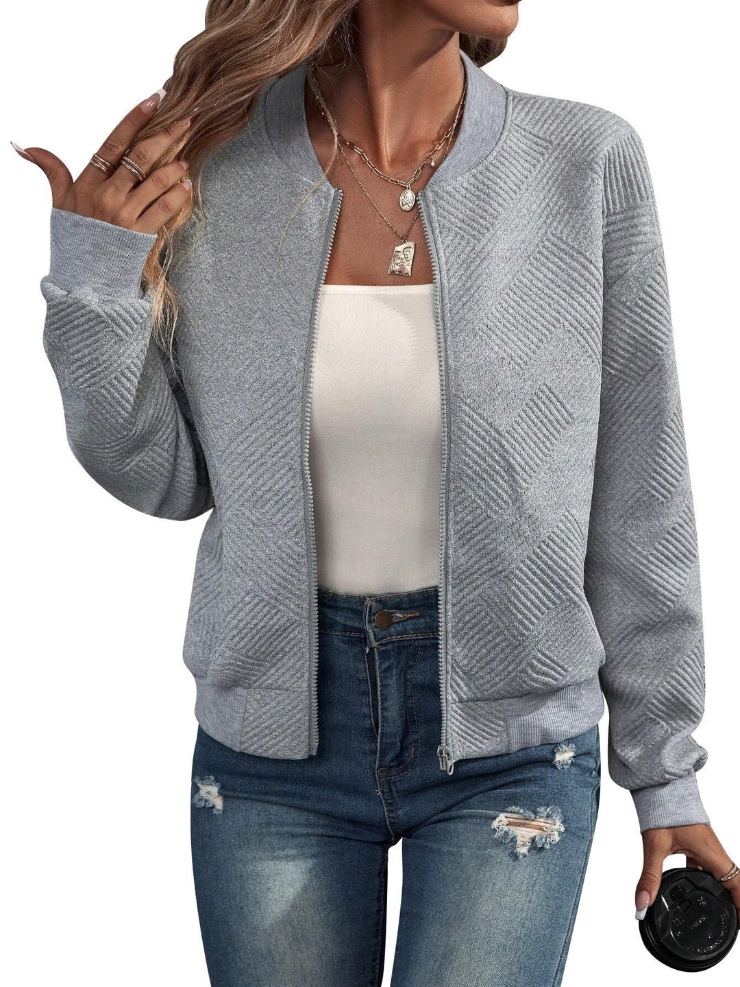 Damen Modejacke mit floralen Spitzeneinsätzen EB