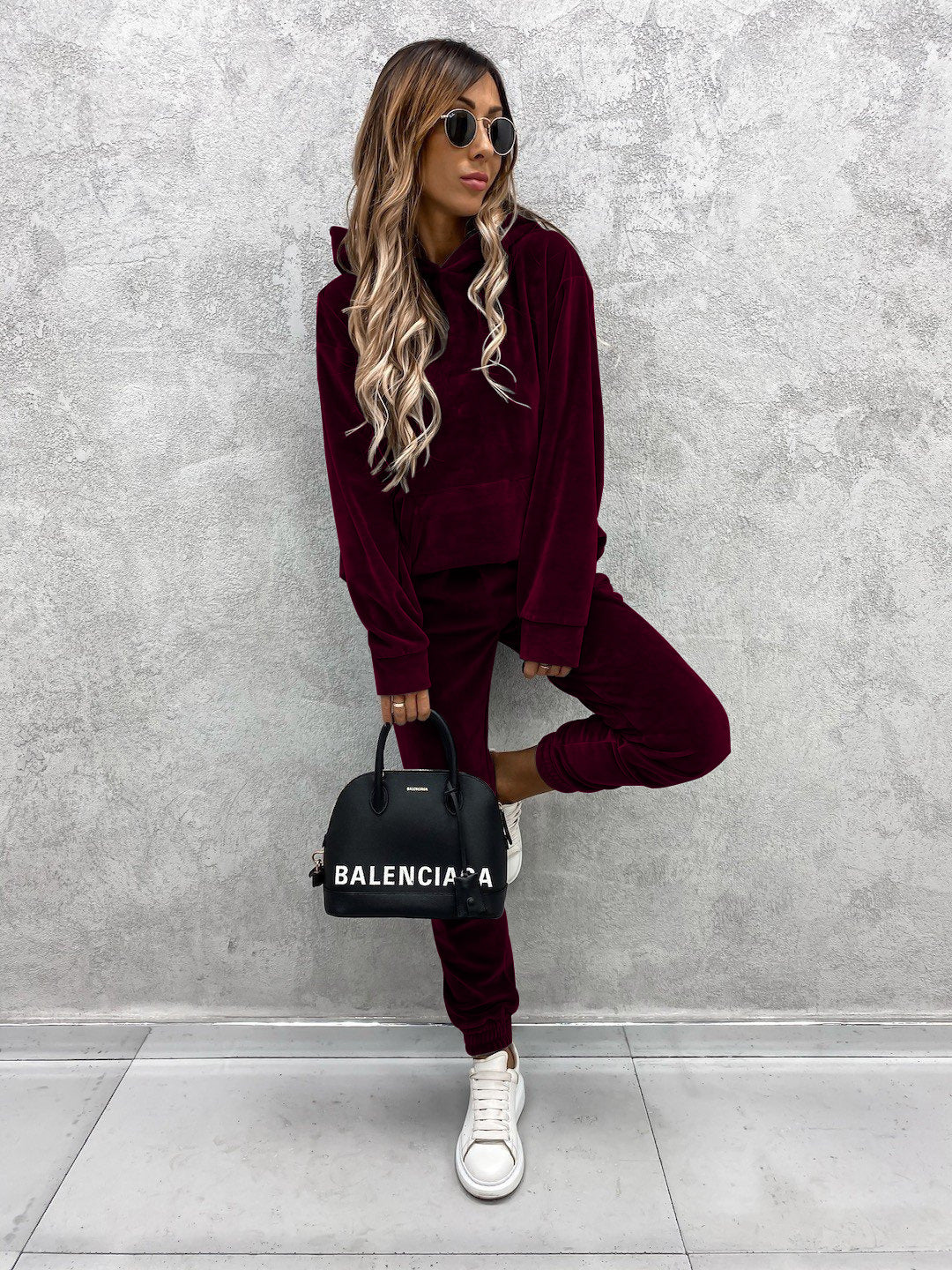 Damen kuscheliges Fleece-Set mit hohem Kragen und elastischen Bündchen EB