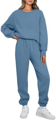 Damen nan Relaxed-Loungewear-Set mit Oversize Rundhals-Sweatshirt und taillierter High-Waist Jogginghose aus French Terry EB