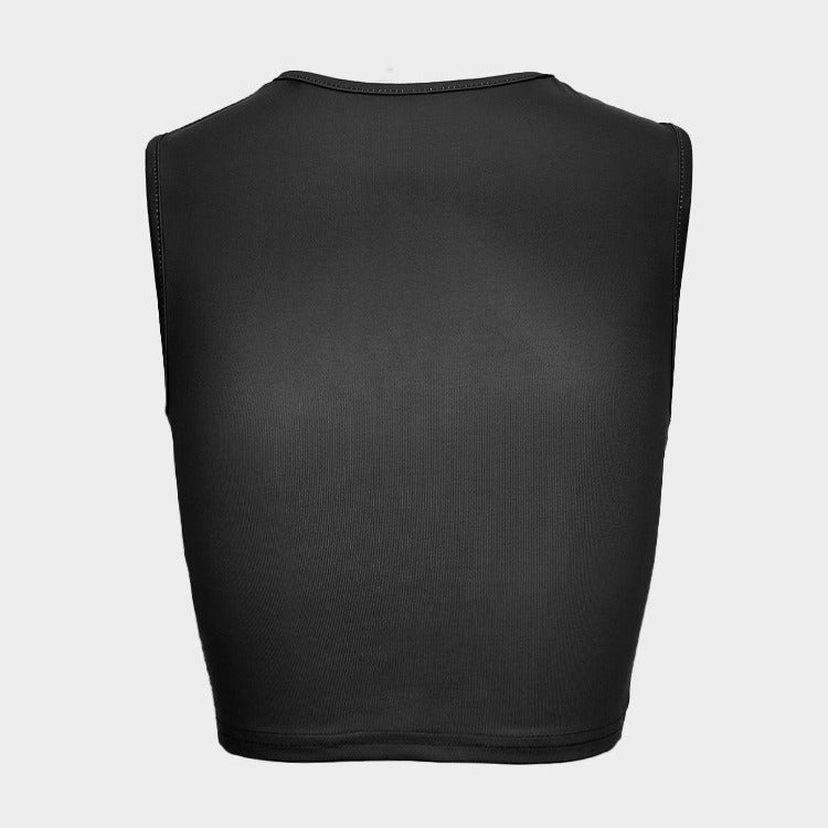 Damen Cropped Tanktop mit strahlendem Augenmotiv und glitzernden Akzenten EB