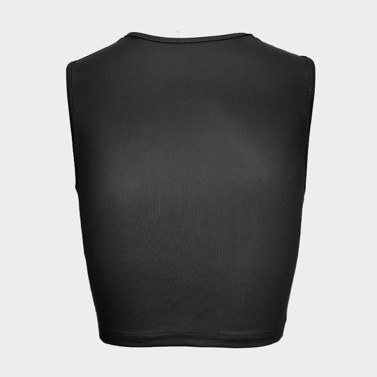Damen Cropped Tanktop mit strahlendem Augenmotiv und glitzernden Akzenten EB