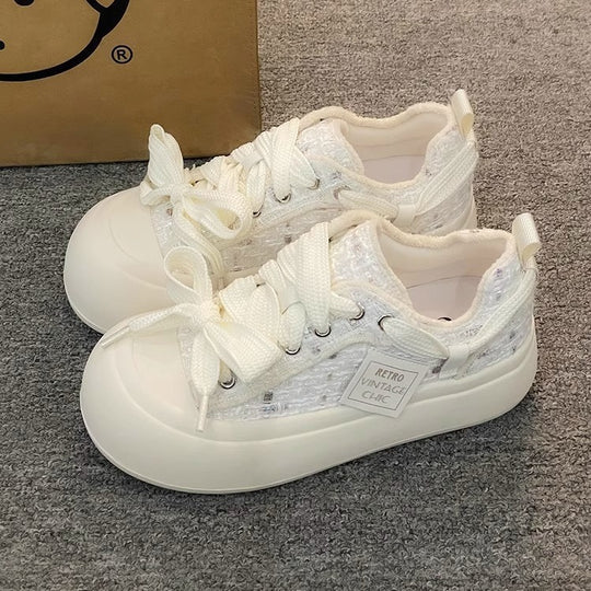 Damen Vintage Sport Sneakers mit komfortabler Gummisohle und weichem Obermaterial EB