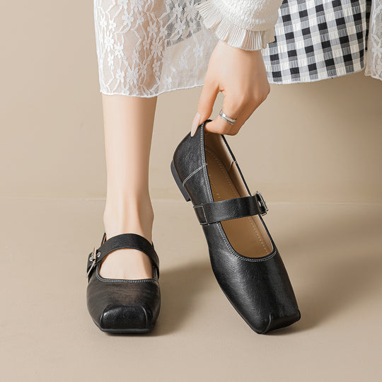 Damen Ballerinas mit modischem Riemenverschluss und orthopädischer Innensohle EB