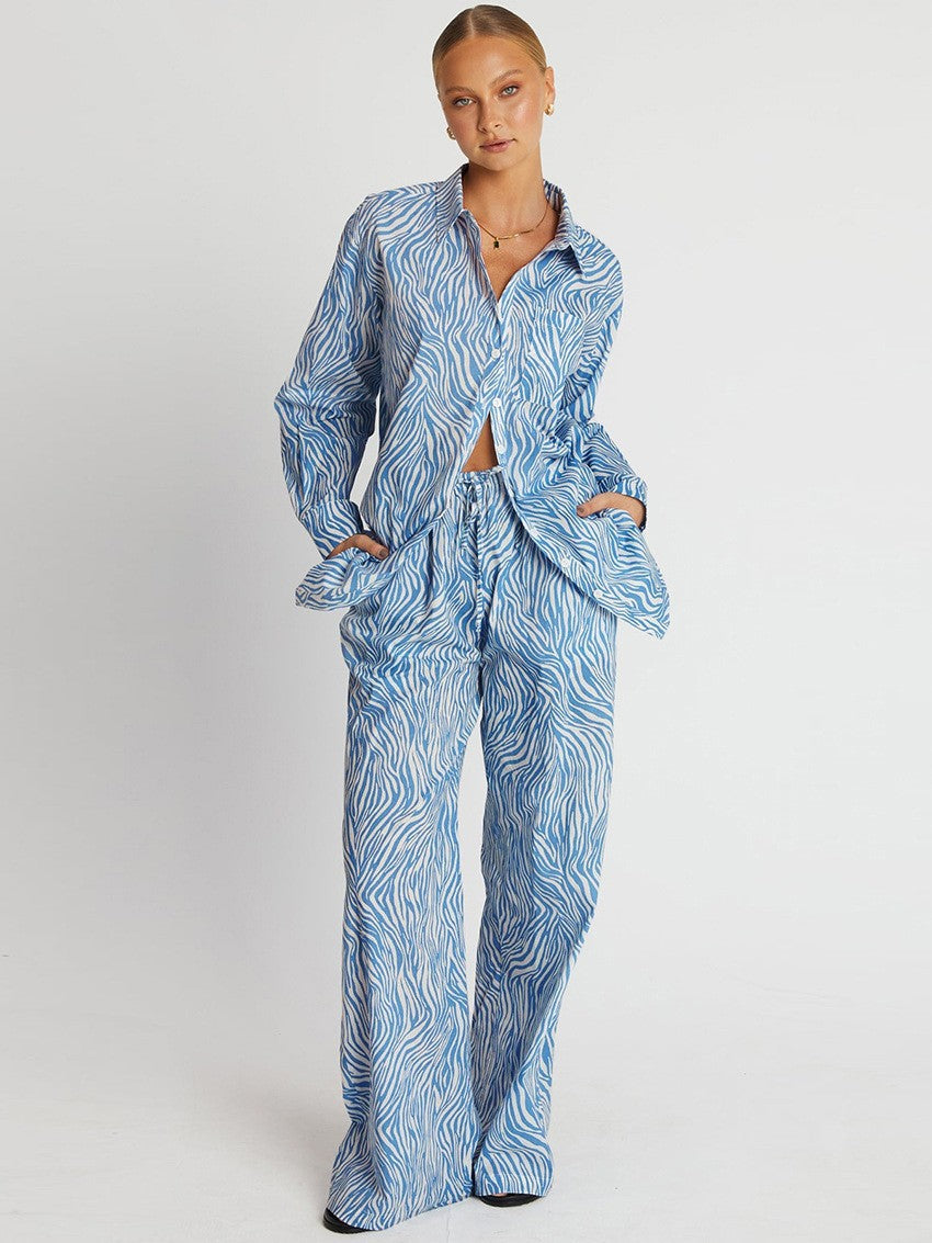 Damen Stilsicheres Lounge-Set aus leichter Baumwolle mit trendigem Zebra-Print EB