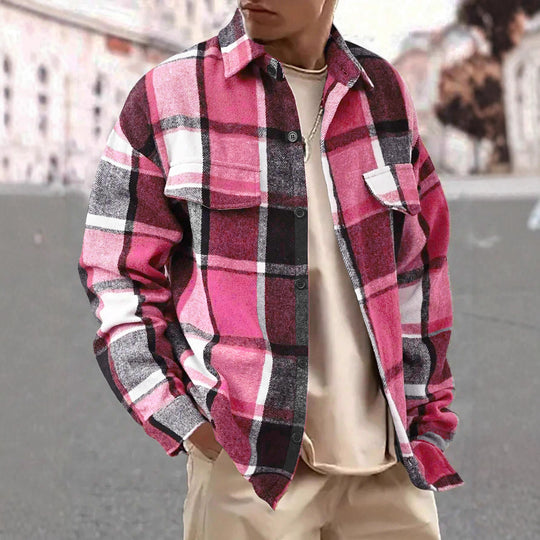 Herren nan weite Karo-Hemdenjacke aus weichem Flanell mit aufgesetzten Brusttaschen EB