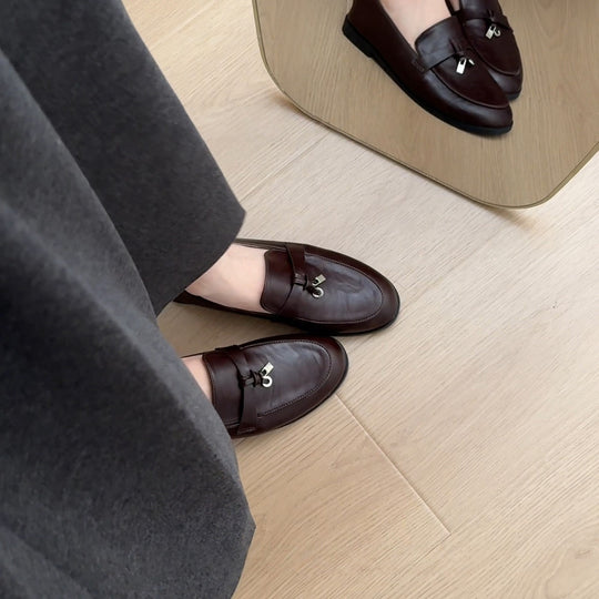 Damen elegante Mokassins mit modischer Schnalle EB