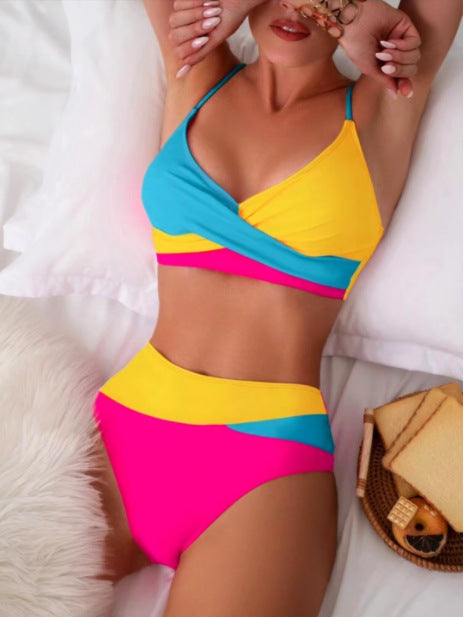 Damen Bikini-Set mit modischem Wickeldesign und hohem Taillenslip EB