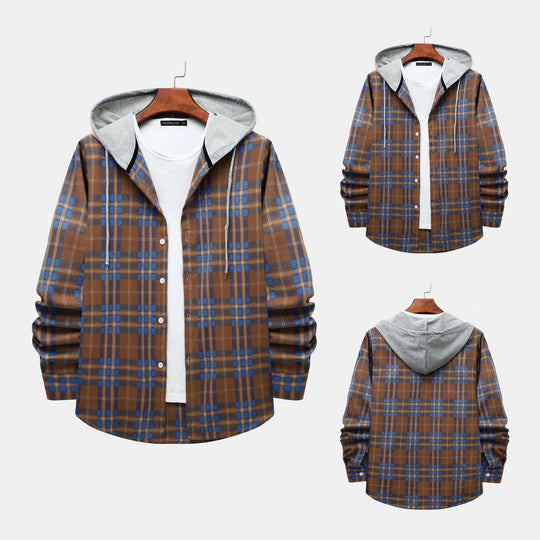 Herren Karo-Hemdjacke mit integrierter Kapuze und lässigem Design EB
