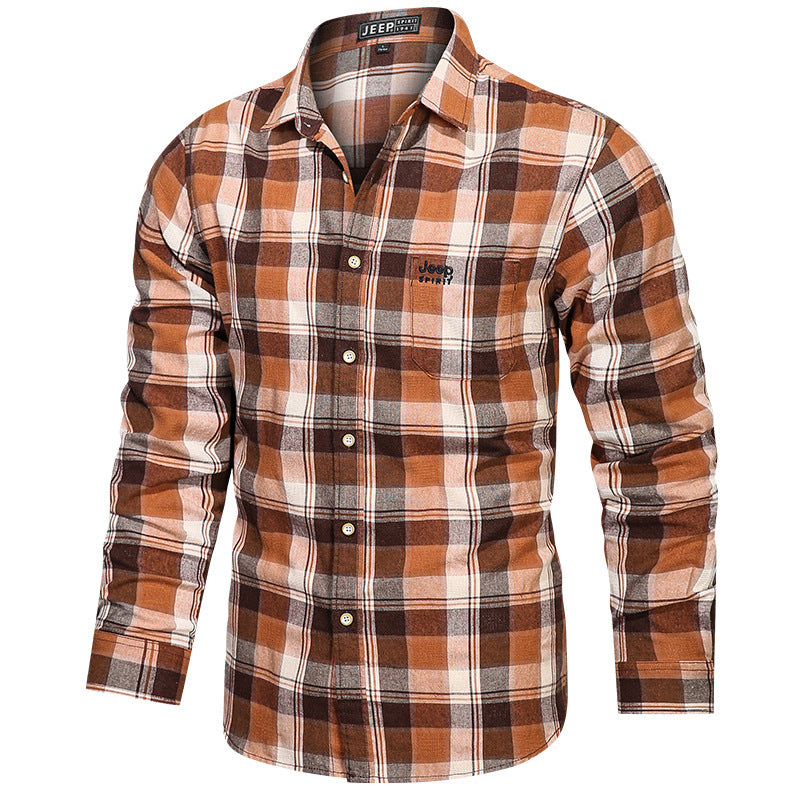Herren nan tailliertes Karomuster-Flanellhemd mit Brusttasche und weichem Baumwollmix EB