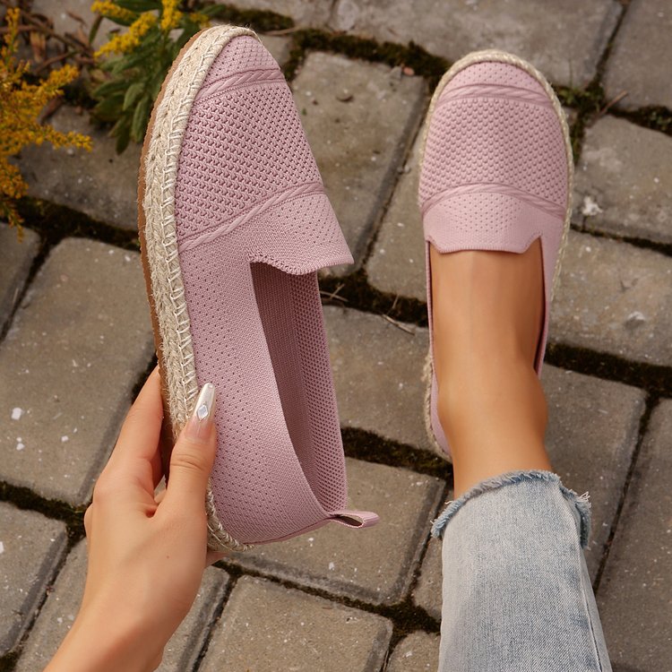 Damen  atmungsaktive Strick-Espadrilles mit geflochtener Jute-Sohle und flexiblem Memory-Fußbett EB