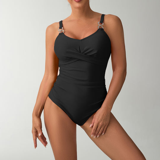 Damen Eleganter Badeanzug mit raffinierten Trägerdetails EB