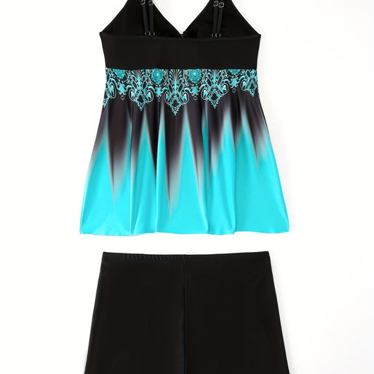 Damen Badeanzug-Set mit elegantem Muster und bequemen Shorts EB