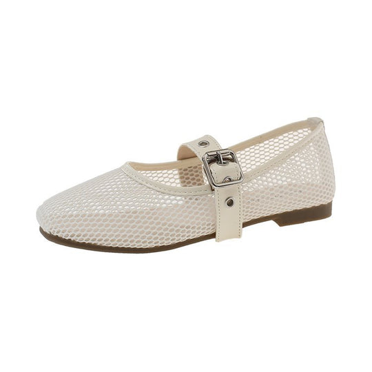 Damen Vintage Ballerinas mit dekorativem Schnallenverschluss EB