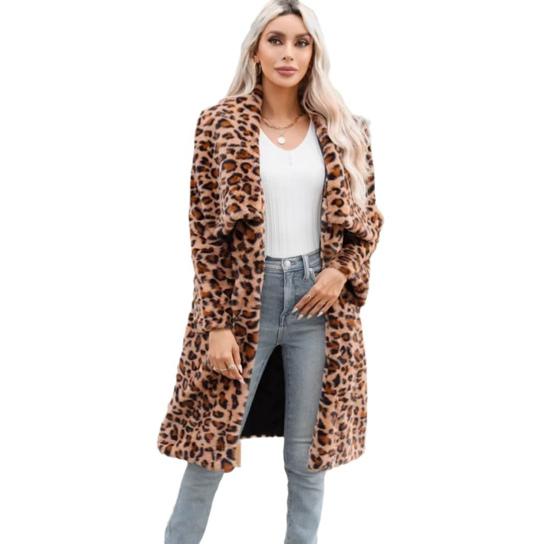 Damen Lange Leopardmuster EB
