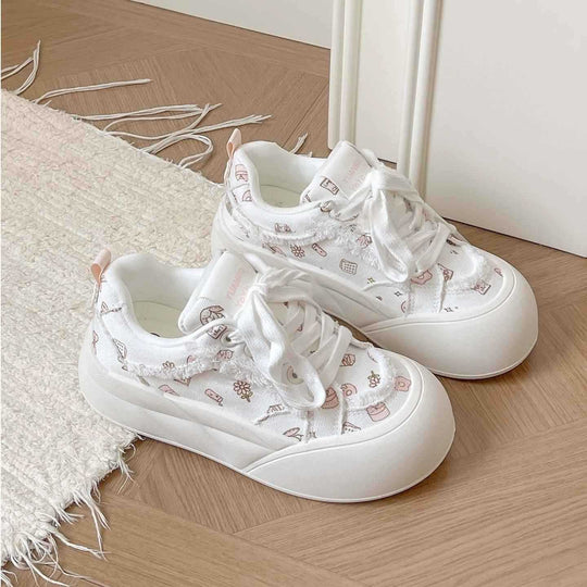 Damen Modische Freizeitsneaker mit floralem Design und komfortabler Sohle EB